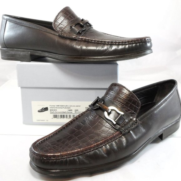 NIB$525 Bruno Magli Mikko Brown Croc Leather Moc Toe Horsebit Dress Loafer 11.5 - Picture 12 of 12